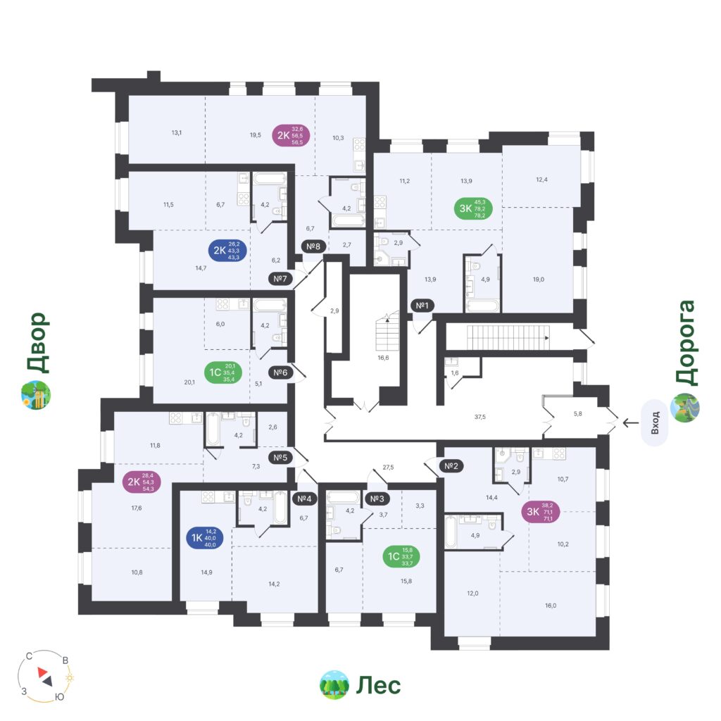 1-комнатная квартира, 35,4 м²